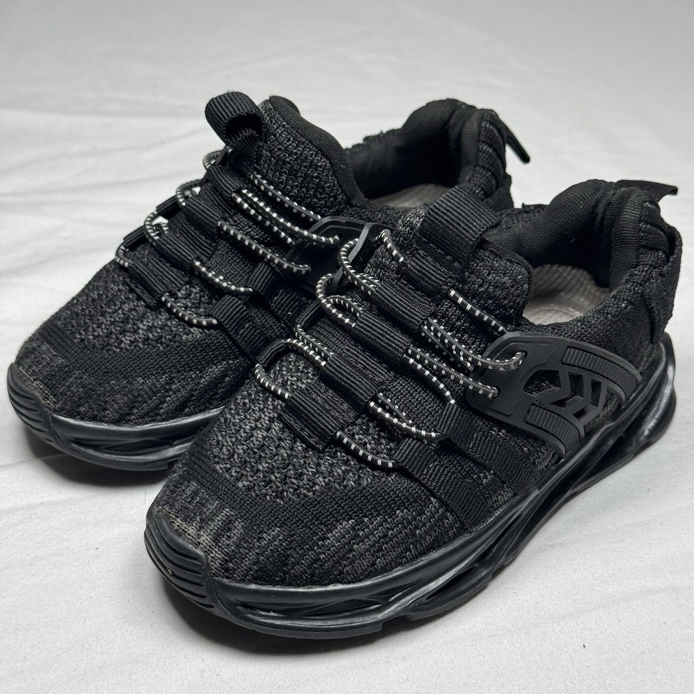 Kids Black Knit Sneakers Size 9 Toddler Lightweight Athletic Running Shoes